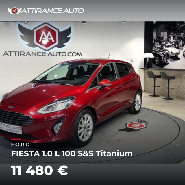 ⭐ Coup de cœur de la semaine ! 🚘 FORD FIESTA 1.0 L 100 S&S Titanium ⏱️ 2019 · 62 640 km · Essence · boîte manuelle · 100 ch 💰 11 480 € ✅ Garantie incluse · Livr