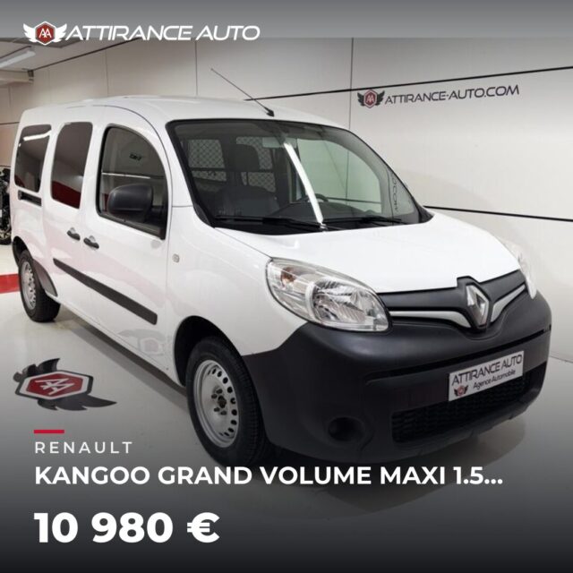 🔎 À découvrir dans notre parc ! 🚘 RENAULT KANGOO GRAND VOLUME MAXI 1.5 DCI 90 E6 GRAND CONFORT ⏱️ 2019 · 81 468 km · Diesel · boîte manuelle · 90 ch 💰 10 980 € 