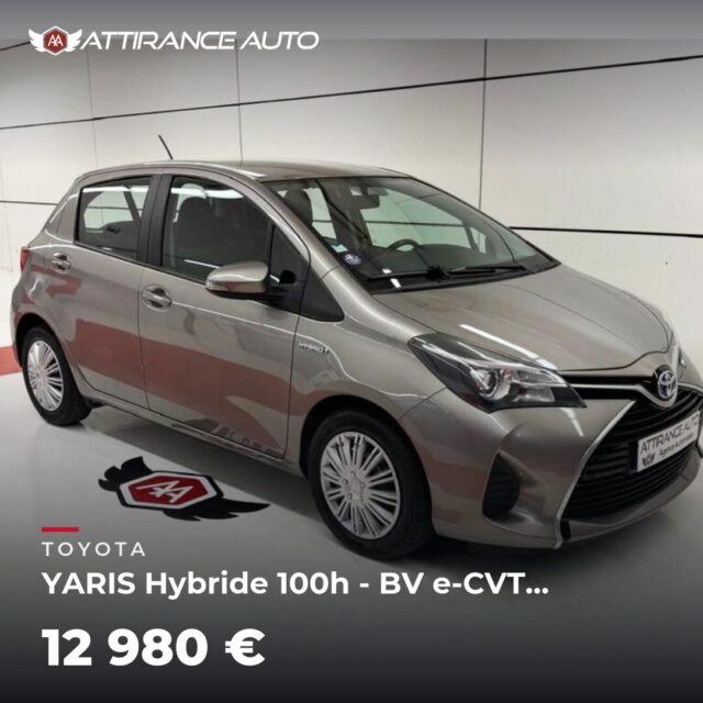 ✨ Nouveauté sur le parc ! 🚘 TOYOTA YARIS Hybride 100h - BV e-CVT Business 🔧 2015 · 86 120 km · Hybride · boîte automatique · 75 ch 💰 12 980 € ✅ Garantie incluse