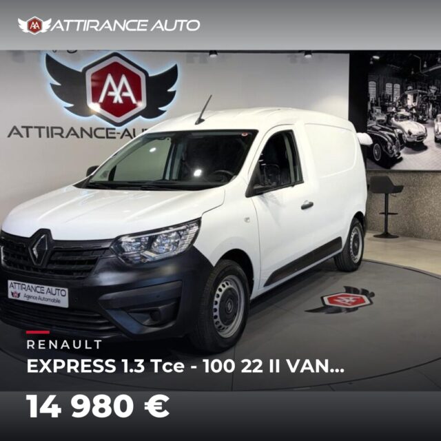 ⭐ Coup de cœur de la semaine ! 🚘 RENAULT EXPRESS 1.3 Tce - 100 22 II VAN FOURGON Confort ⏱️ 2023 · 67 108 km · Essence · boîte manuelle · 100 ch 💰 14 980 € ✅ Ga