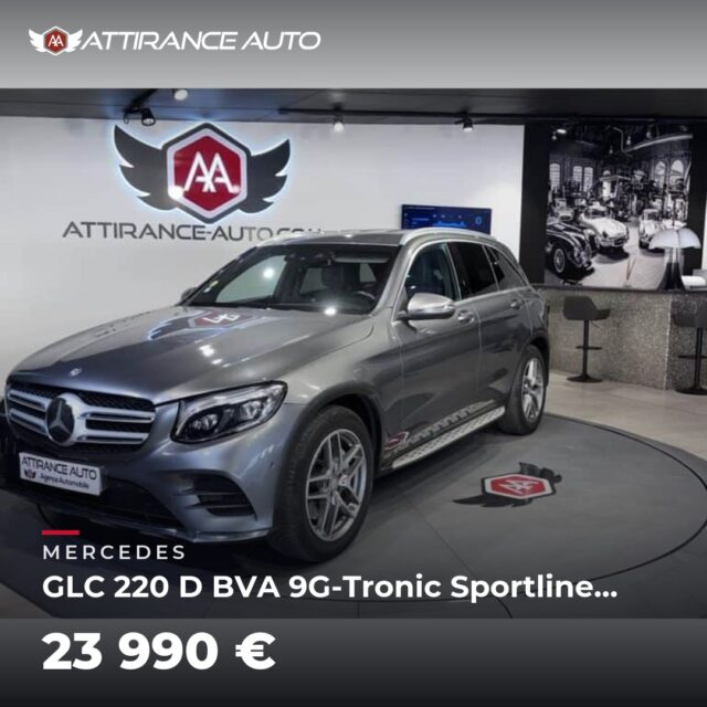 🔎 À découvrir dans notre parc ! 🚘 MERCEDES GLC 220 D BVA 9G-Tronic Sportline 4-Matic ⏱️ 2015 · 146 120 km · Diesel · boîte automatique · 170 ch 💰 23 990 € ✅ Gar