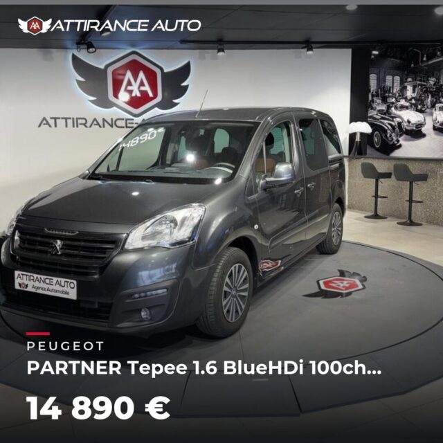 🔎 À découvrir dans notre parc ! 🚘 Peugeot PARTNER Tepee 1.6 BlueHDi 100ch S&S ETG6 Active ⏱️ 2016 · 85 204 km · Diesel · boîte automatique · 100 ch 💰 14 890 € ✅