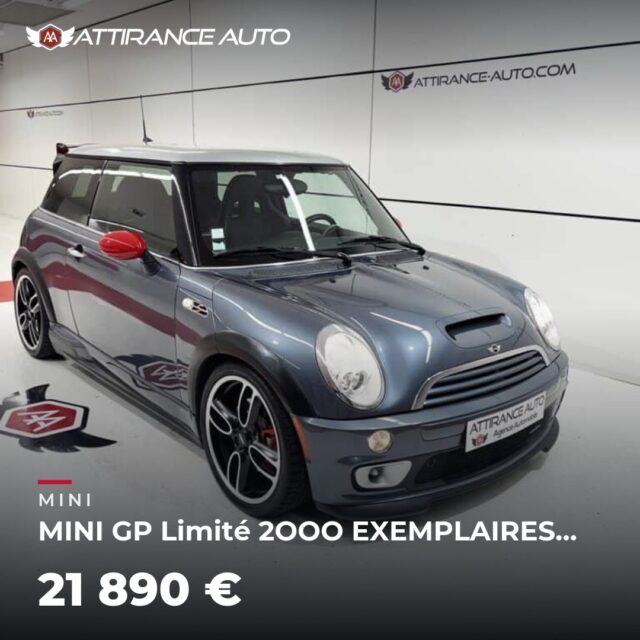🚗 Elle vient d'arriver chez Attirance Auto ! 🚘 MINI MINI GP Limité 2OOO EXEMPLAIRES JOHN COOPER WORKS 211CH 🔧 2008 · 104 890 km · Essence · boîte manuelle · 211