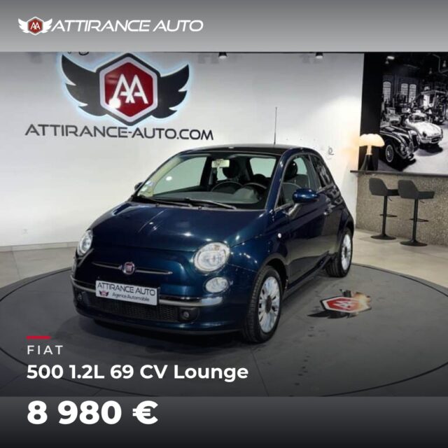 ⭐ Coup de cœur de la semaine ! 🚘 FIAT 500 1.2L 69 CV Lounge ⏱️ 2015 · 65 111 km · Essence · boîte manuelle · 69 ch 💰 8 980 € ✅ Garantie incluse · Livraison part