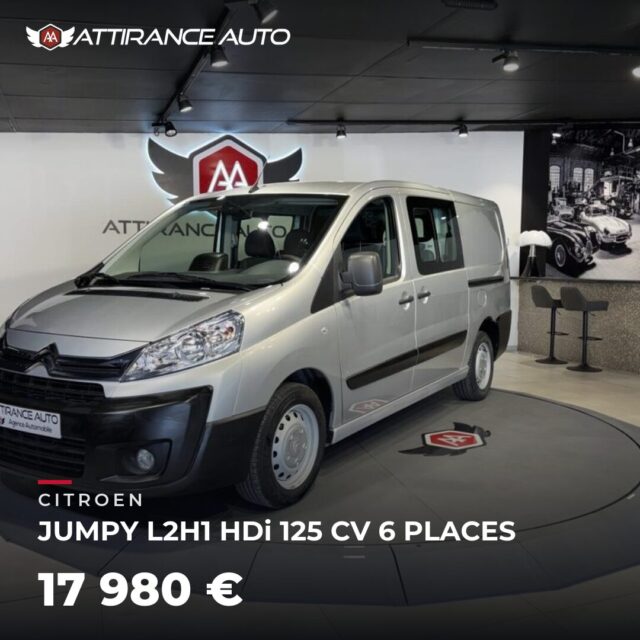 🔎 À découvrir dans notre parc ! 🚘 CITROEN JUMPY L2H1 HDi 125 CV 6 PLACES ⏱️ 2015 · 66 711 km · Diesel · boîte manuelle · 125 ch 💰 17 980 € ✅ Garantie incluse · 