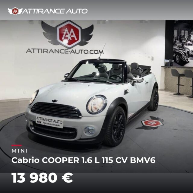 🔎 À découvrir dans notre parc ! 🚘 MINI Cabrio COOPER 1.6 L 115 CV BMV6 ⏱️ 2015 · 85 349 km · Essence · boîte manuelle · 115 ch 💰 13 980 € ✅ Garantie incluse · L