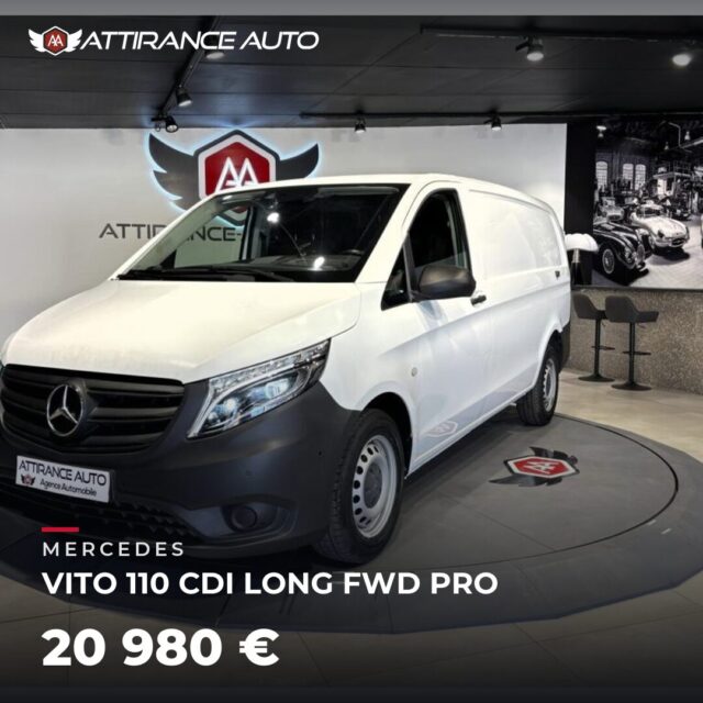 🔎 À découvrir dans notre parc ! 🚘 MERCEDES VITO 110 CDI LONG FWD PRO ⏱️ 2021 · 48 384 km · Diesel · boîte manuelle · 102 ch 💰 20 980 € ✅ Garantie incluse · Livr