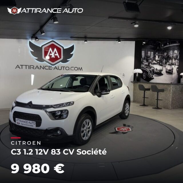 🔎 À découvrir dans notre parc ! 🚘 CITROEN C3 1.2 12V 83 CV Société ⏱️ 2022 · 29 298 km · Essence · boîte manuelle · 83 ch 💰 9 980 € ✅ Garantie incluse · Livrais