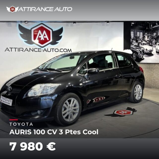 ⭐ Coup de cœur de la semaine ! 🚘 TOYOTA AURIS 100 CV 3 Ptes Cool ⏱️ 2010 · 131 319 km · Essence · boîte manuelle · 100 ch 💰 7 980 € ✅ Garantie incluse · Livrais
