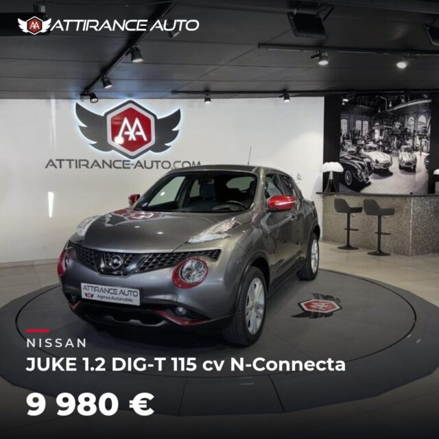 🔎 À découvrir dans notre parc ! 🚘 NISSAN JUKE 1.2 DIG-T 115 cv N-Connecta ⏱️ 2017 · 124 819 km · Essence · boîte manuelle · 115 ch 💰 9 980 € ✅ Garantie incluse 