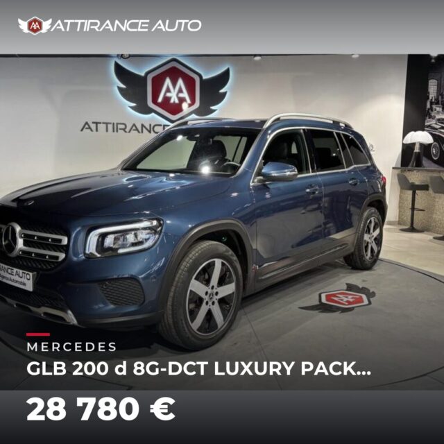 🔎 À découvrir dans notre parc ! 🚘 MERCEDES GLB 200 d 8G-DCT LUXURY PACK AMG LINE ⏱️ 2022 · 97 622 km · Diesel · boîte automatique · 150 ch 💰 28 780 € ✅ Garantie