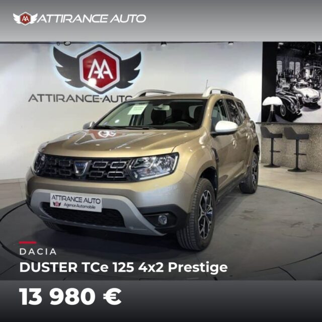 ⭐ Coup de cœur de la semaine ! 🚘 DACIA DUSTER TCe 125 4x2 Prestige 🔧 2018 · 87 725 km · Essence · boîte manuelle · 125 ch 💰 13 980 € ✅ Garantie incluse · Livrai
