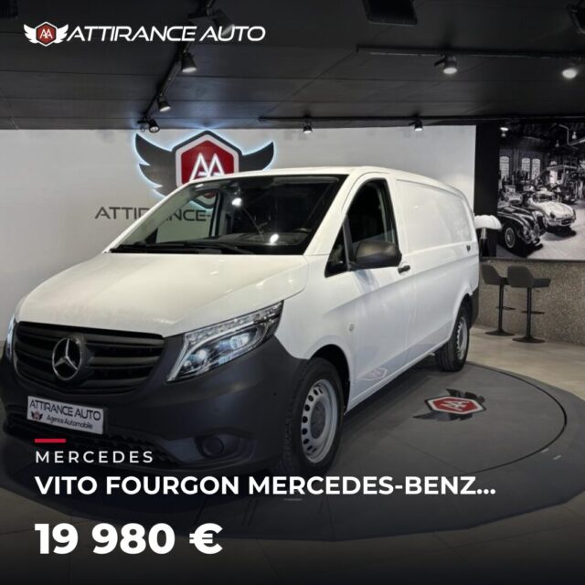 ✨ Disponible chez Attirance Auto ! 🚘 MERCEDES VITO FOURGON MERCEDES-BENZ VITO FOURGON 110 CDI LONG FWD PRO ⏱️ 2021 · 65 449 km · Diesel · boîte manuelle · 102 c