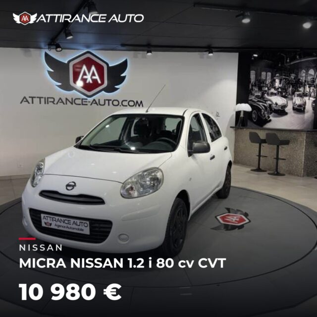 ⭐ Coup de cœur de la semaine ! 🚘 NISSAN MICRA NISSAN 1.2 i 80 cv CVT ⏱️ 2011 · 73 000 km · Essence · boîte automatique · 80 ch 💰 10 980 € ✅ Garantie incluse · L